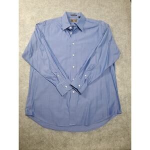 Men's Dark Blue 16.5-34 Button Up Dress Shirt Workwear Office Wear